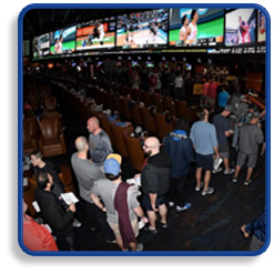 People Waiting in Line at a Sportsbook