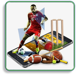 Mobile With a Soccer Player in Top, Football Ball, Basketball Ball, Cricket and Tennis Ball