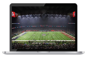 Computer with Super Bowl Stadium Image on it
