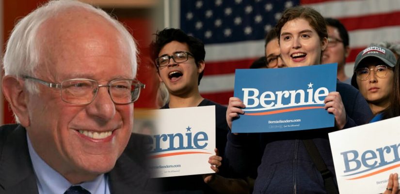 Students and Young People Showing Their Support to American Politician Bernie Sanders