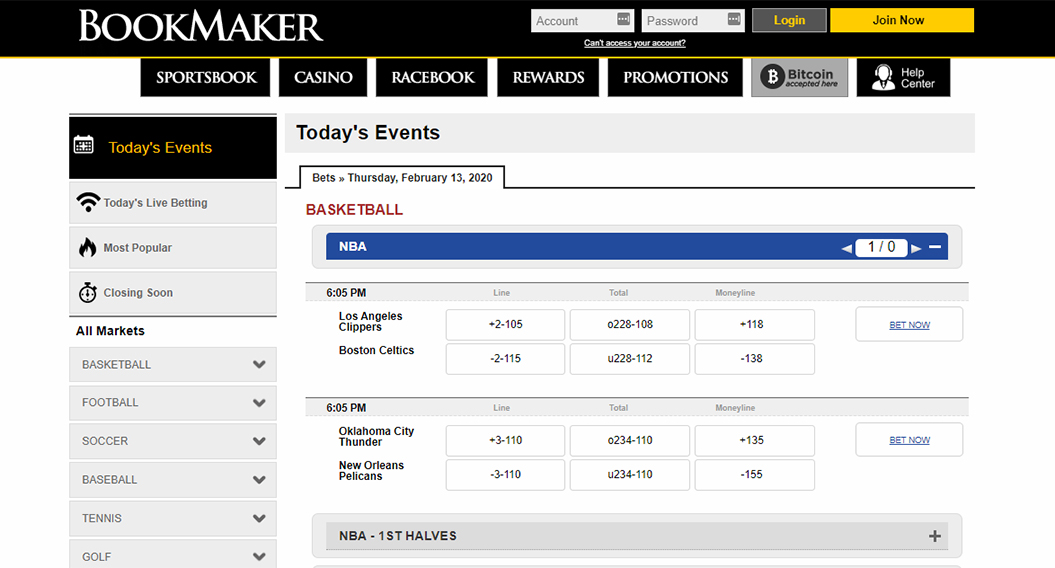 Bookmaker Sportsbook Screenshot