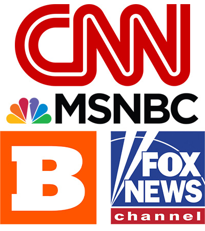 CNN, MSNBC, Breitbart, Fox News Logo