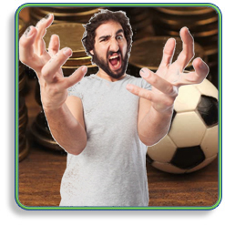 Coins and a Soccer Ball Background and an Angry Man
