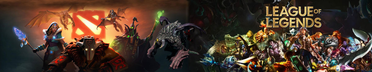 Dota 2 Logo And Heroes With Roshan And League Of Legends Logo And Heroes