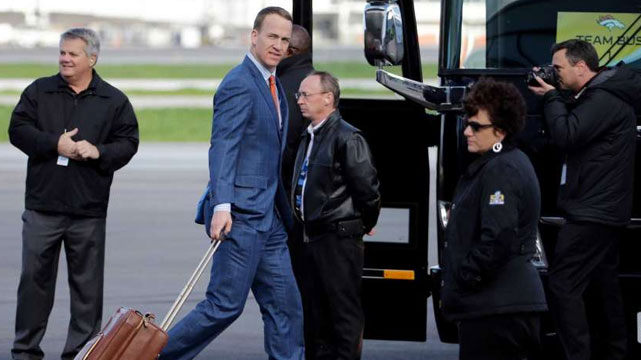 Peyton Manning Traveling On Broncos Team Bus