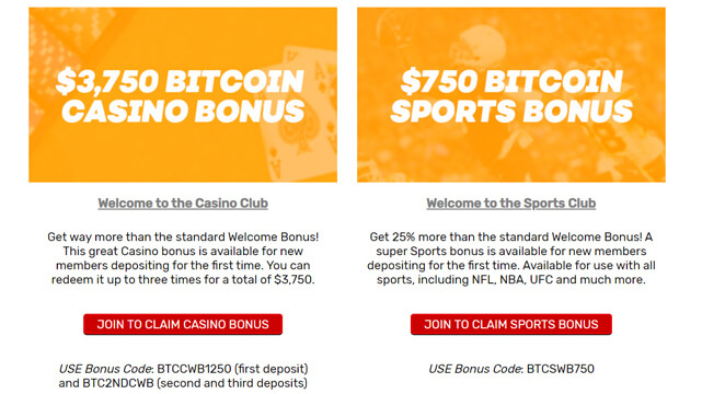 Bovada Bitcoin Promotions Screenshot
