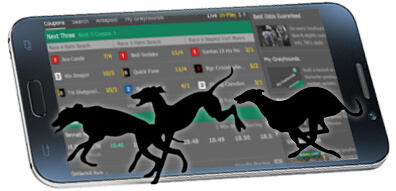Mobile Phone - Dog Racing Betting Site - Greyhound Dogs Silhouette