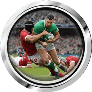 Playing Rugby - Silver Circle Frame
