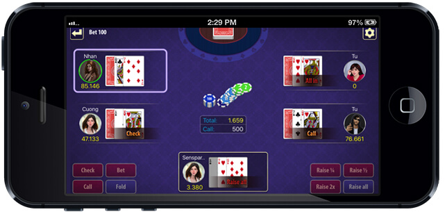 Playing Poker App Screenshot - Mobile Phone