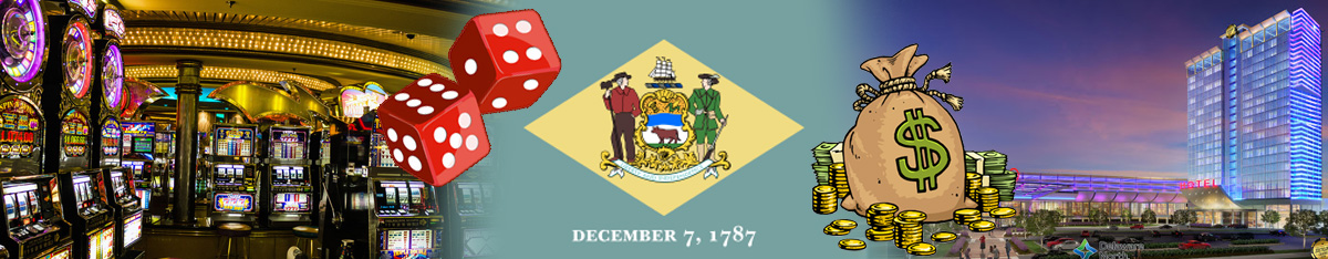 Delaware Flag In Person Casino Red Dice and Money Bag