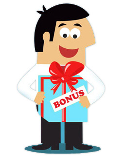 Cartoon Guy Holding Bonus Gift Box