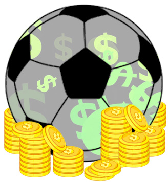 Money Soccer Ball and Gold Coins