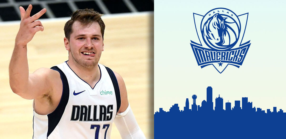 Luka Doncic With Mavericks City Background
