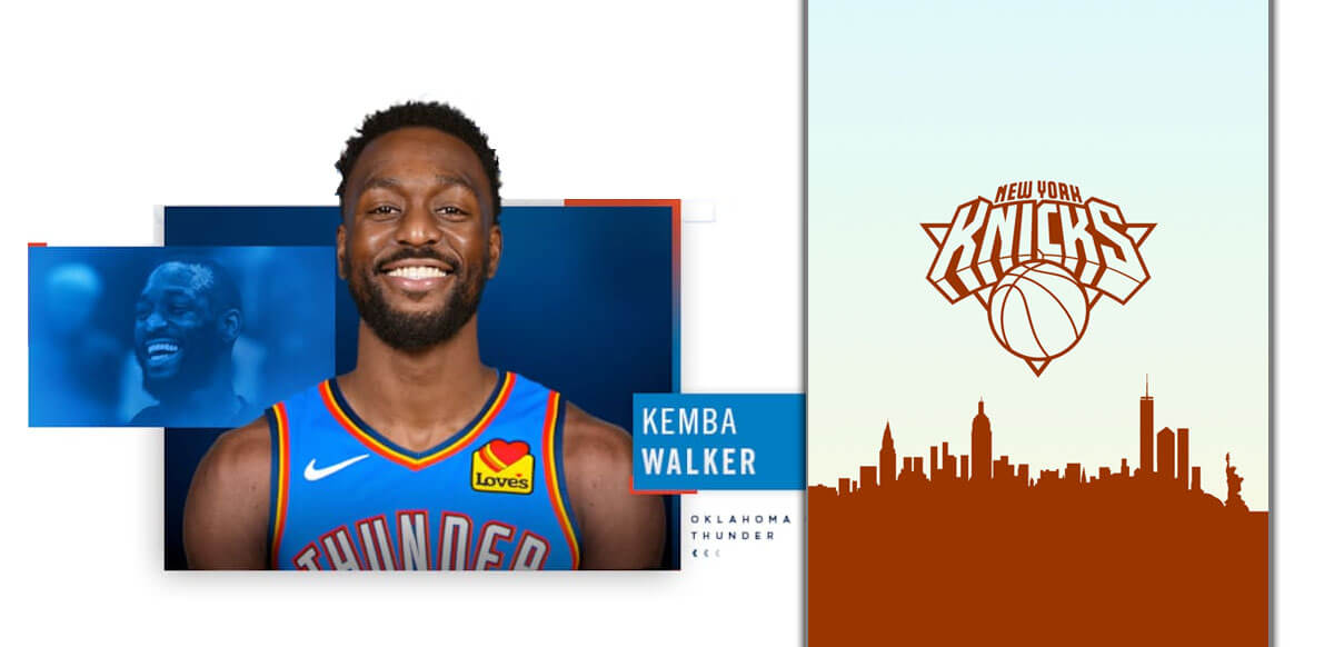 Kemba Walker OKC Thunder With Knicks Background
