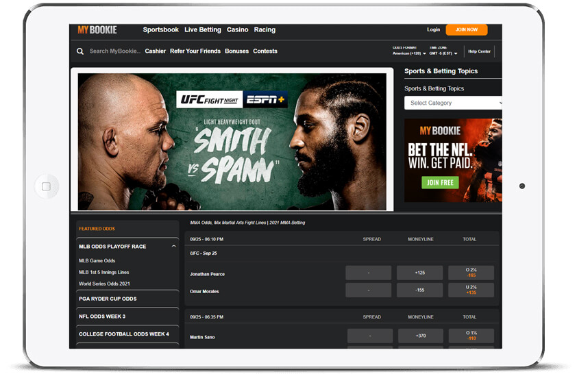 MyBookie UFC Screenshot - Horizontal Tablet