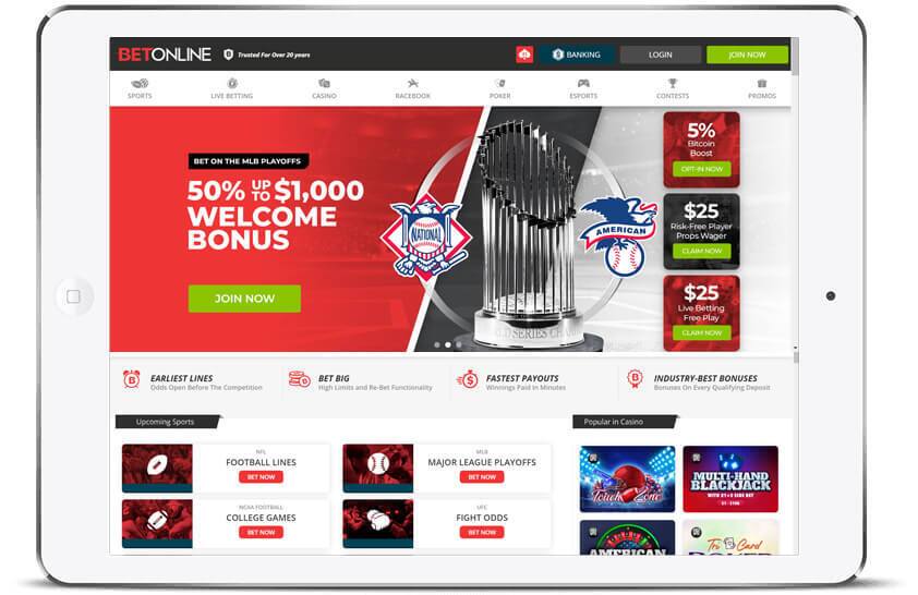BetOnline Sportsbook MLB - White Tablet