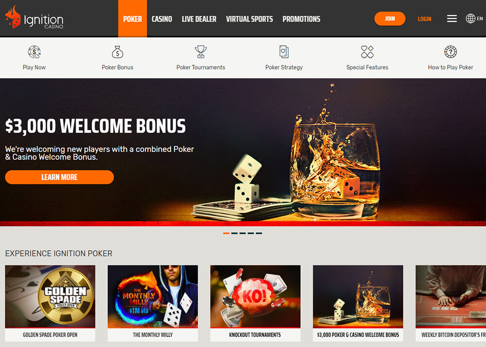 Ignition Casino Poker Hub Screenshot