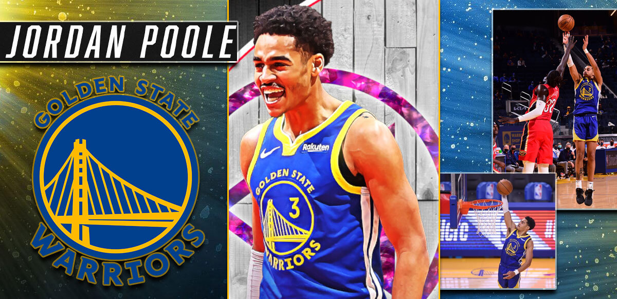 Jordan Poole With Golden State Warriors Background