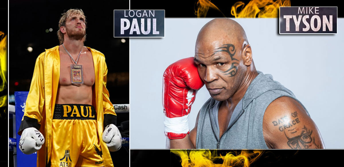 Logan Paul And Mike Tyson Yellow Smoke Background