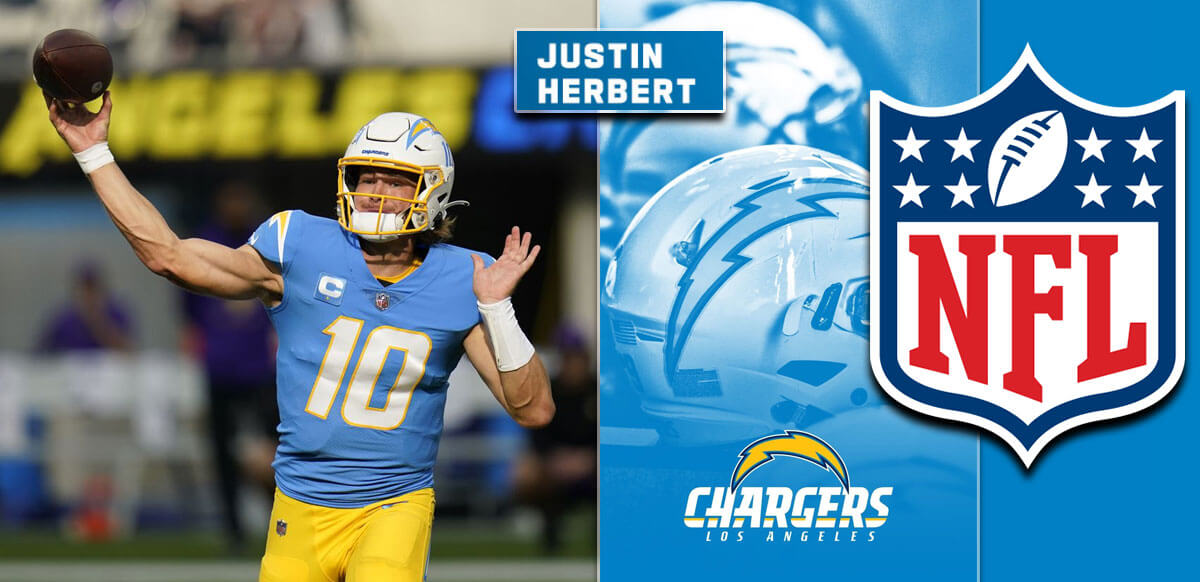 Justin Herbert With Chargers NFL Background