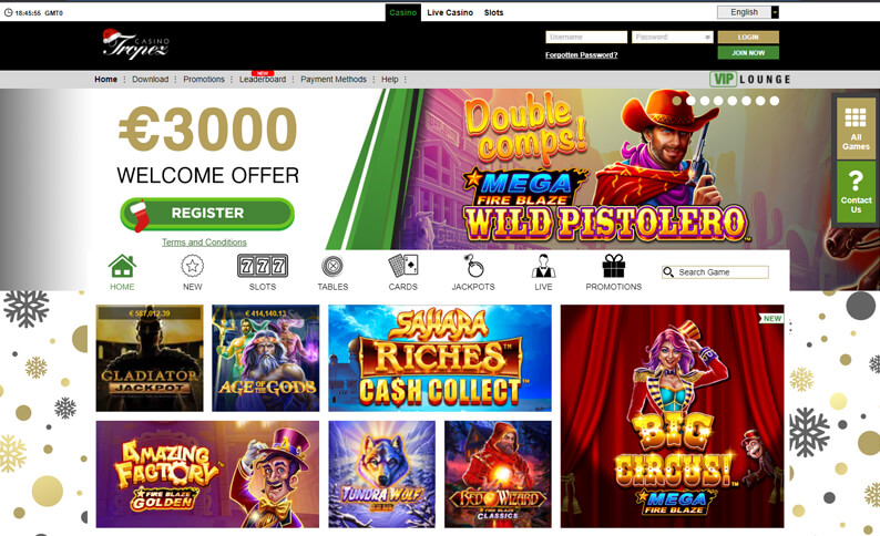 Casino Tropez Main Page Screenshot