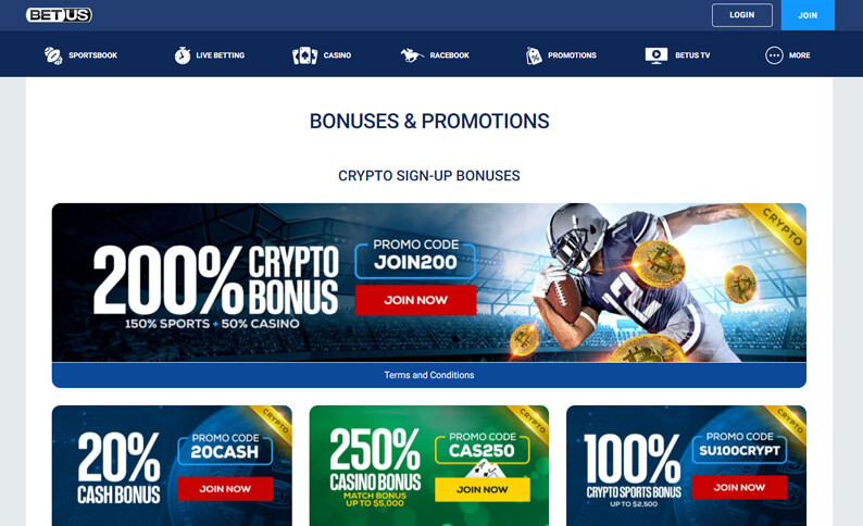 BetUS Promotions Hub Screenshot