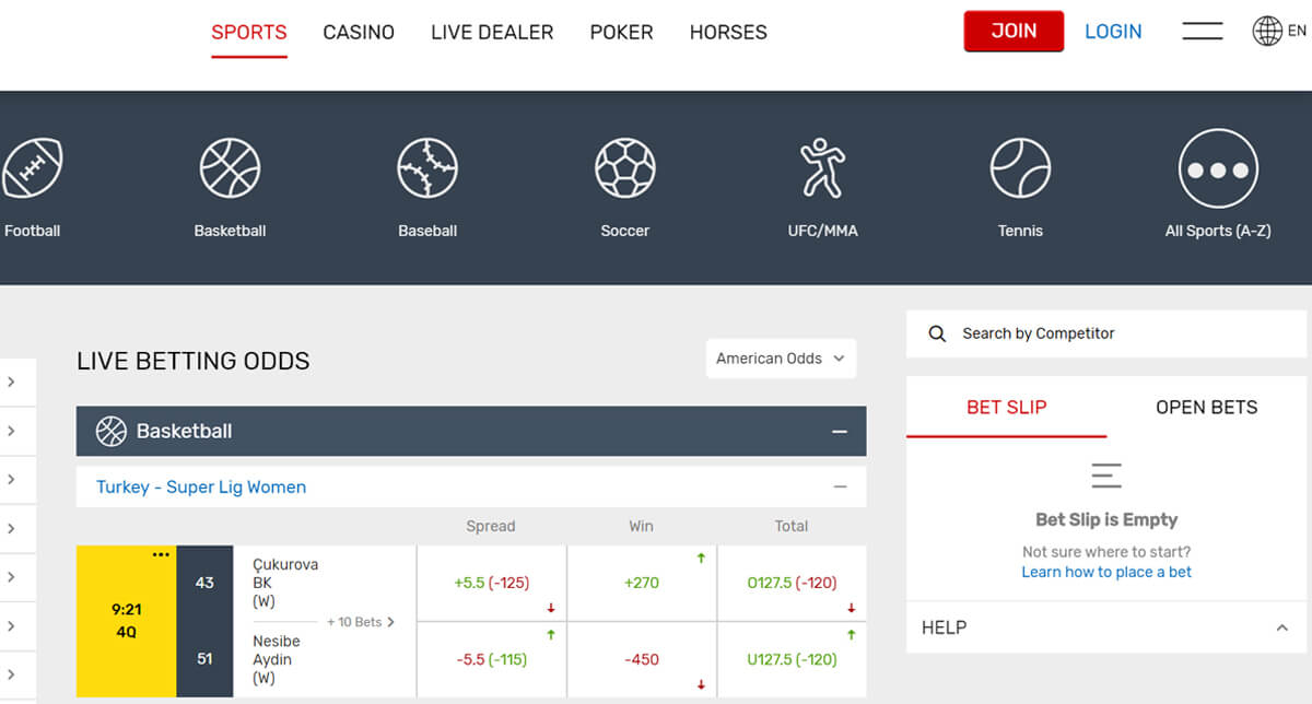 Bovada Live Betting Screenshot2