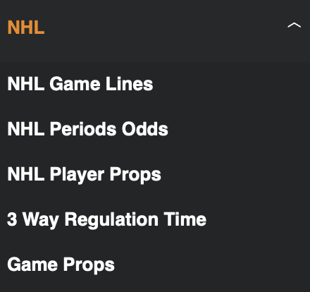 MyBookie NHL Betting Options