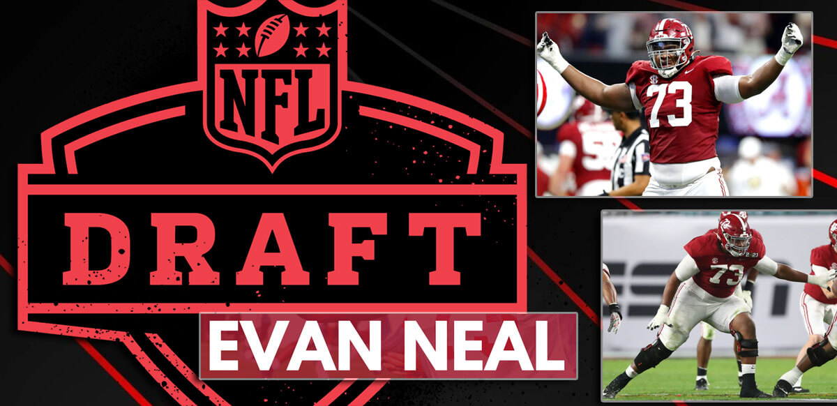 Evan Neal NFL Draft Red Background