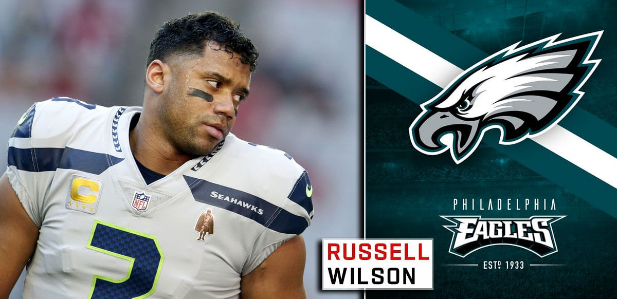 Russel Wilson With Philadelphia Eagles Background
