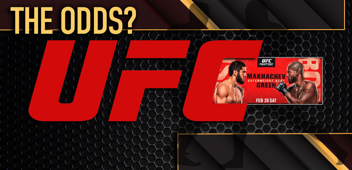 The Odds UFC Makhachev Vs Green Red Background