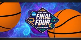2022 Final Four New Orleans Mens Basketball Purple Blue Background