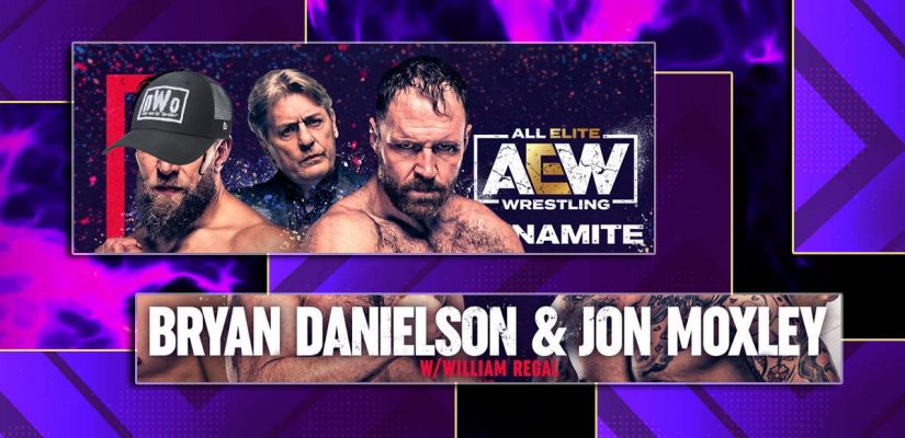 Bryan Danielson And Jon Moxley With William Regal Purple Background
