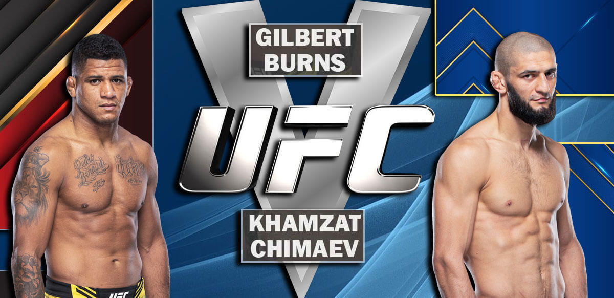 Gilbert Burns And Khamzat Chimaev Silver UFC Background