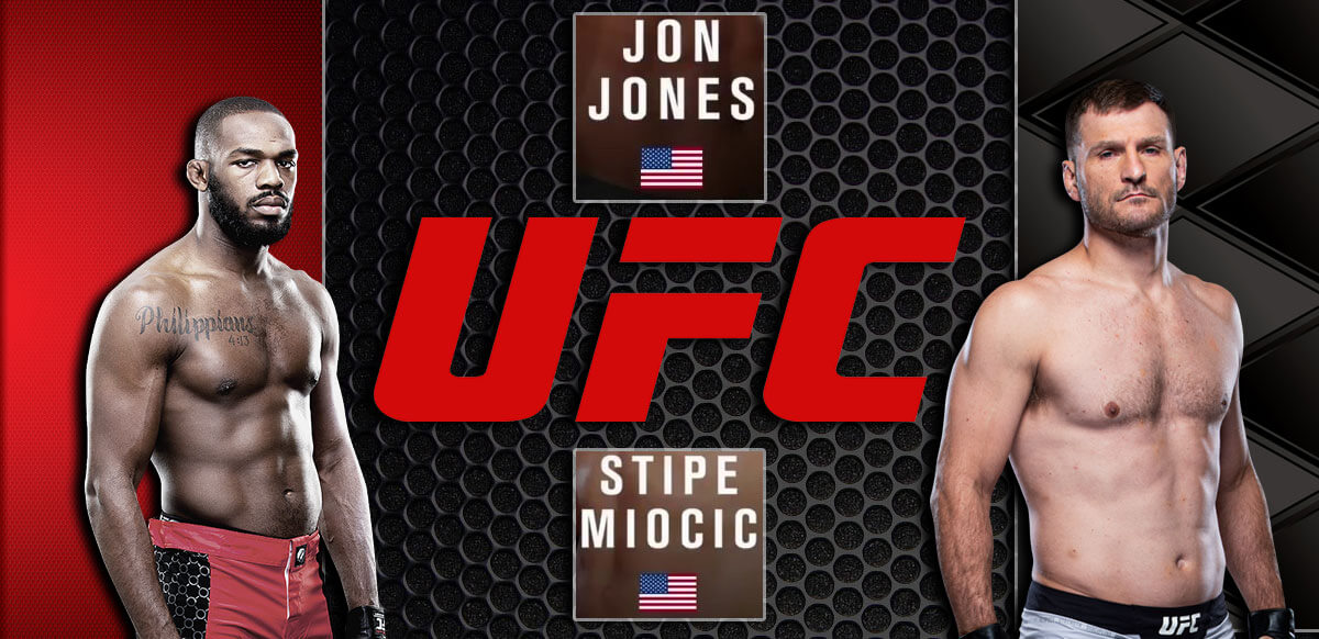 Jon Jones And Stipe Miocic Red UFC Logo