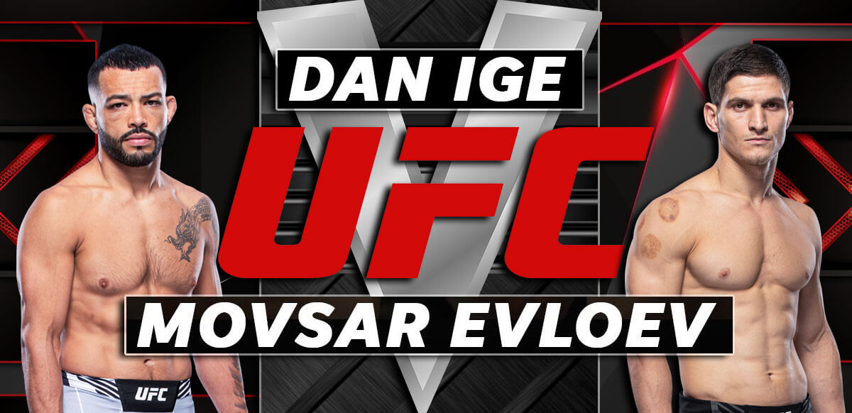 Dan Ige V Movsar Evloev Red UFC Background