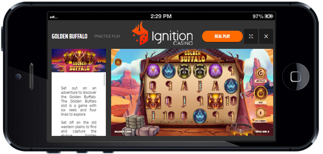 Golden Buffalo Slot - Ignition Casino - Mobile Device - iPhone