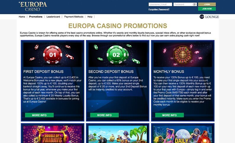 Europa Casino Screenshot