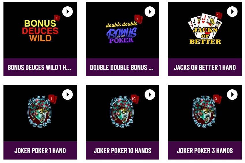 Cafe Casino Video Poker Titles