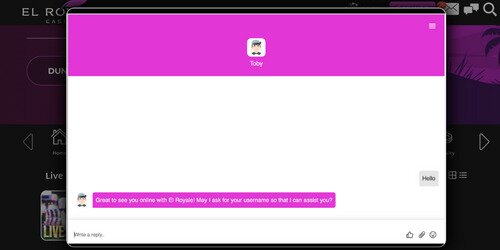 El royale customer support live chat example