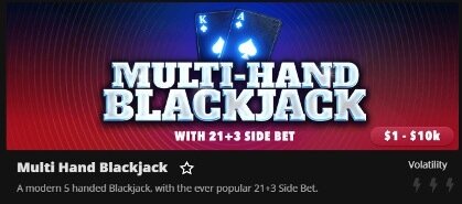 Multi-hand blackjack on Wild Casino