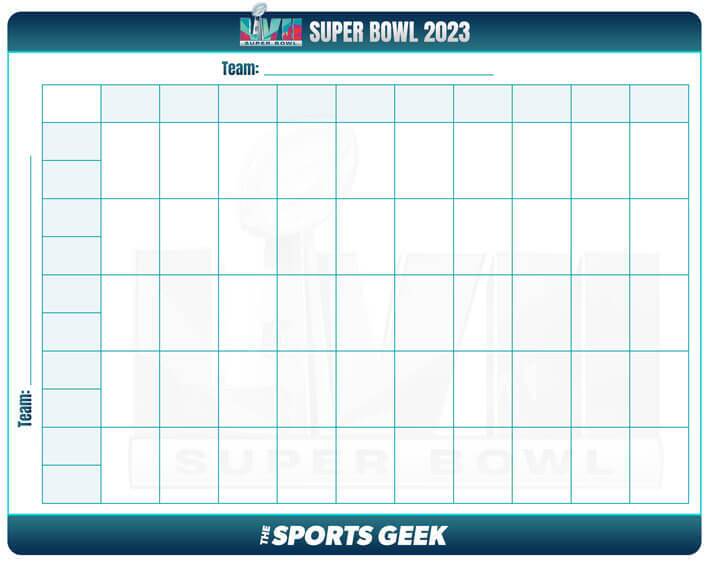 Free Super Bowl Squares Template Template Grids for the Super Bowl