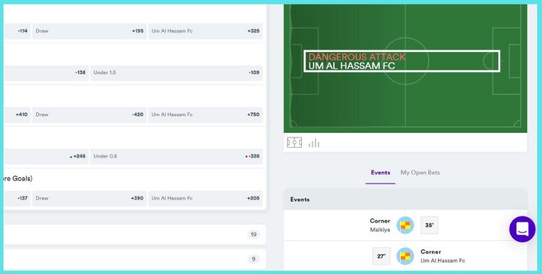 Casumo Live Bets Interface