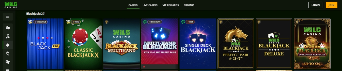 Wild Casino Blackjack banner