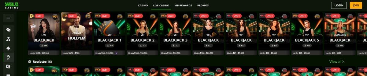 Wild Casino Live Dealers Banner
