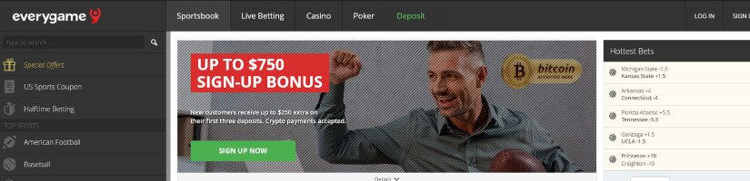 Screenshot of Everygame website showing welcome offer.