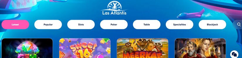 Screenshot of Las Atlantis website showing casino layout