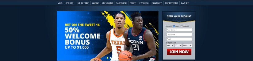 Screenshot of Sportsbetting.ag website showing the welcome bonus promotion.