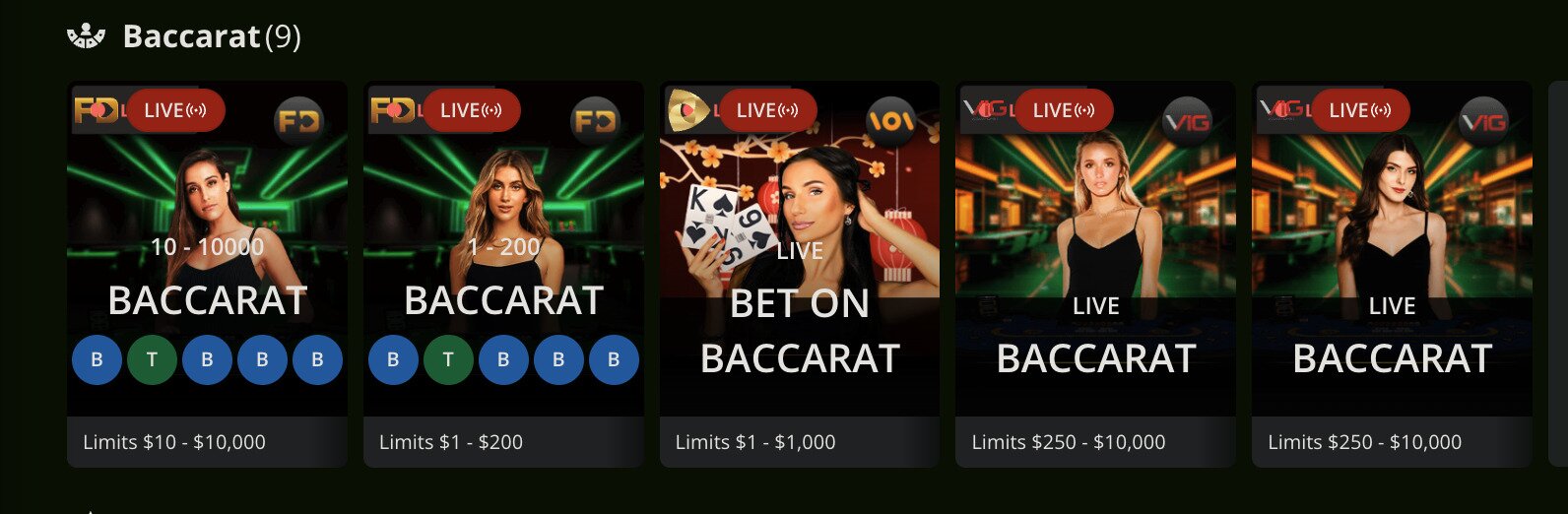 Wild Casino online baccarat