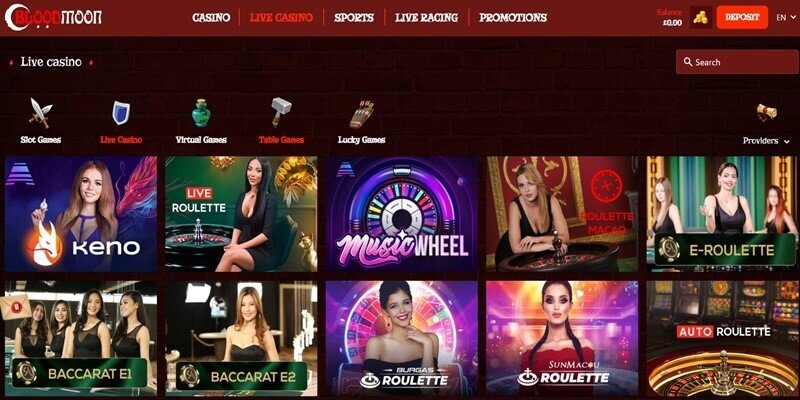 Blood Moon Casino - Live Dealer